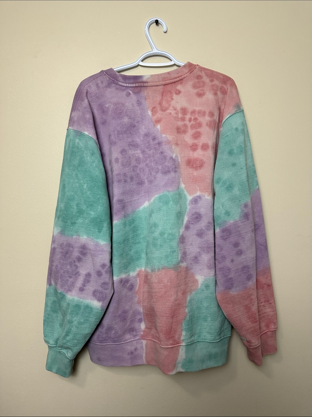 Obey Men’s Tie-Dye Crewneck Sweatshirt - Purple, Green & Coral size XL